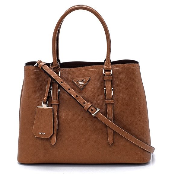 Prada - Brown Saffiano Leather Double Cuir Large Tote Bag